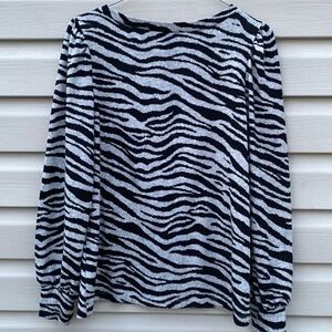 Gray and Black Zebra Print Top